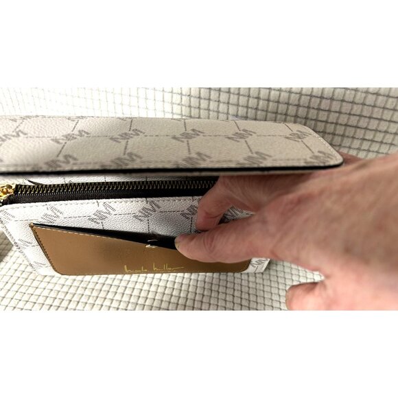 2- Nicole Miller handbags with Straps, 1-Gold Sequined, 1-White/Brown, NWT - Picture 5 of 9